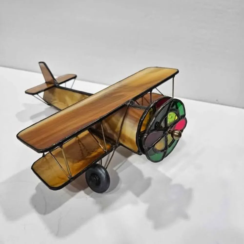 kaleidoscope Decorative Stained Glass Biplane Model